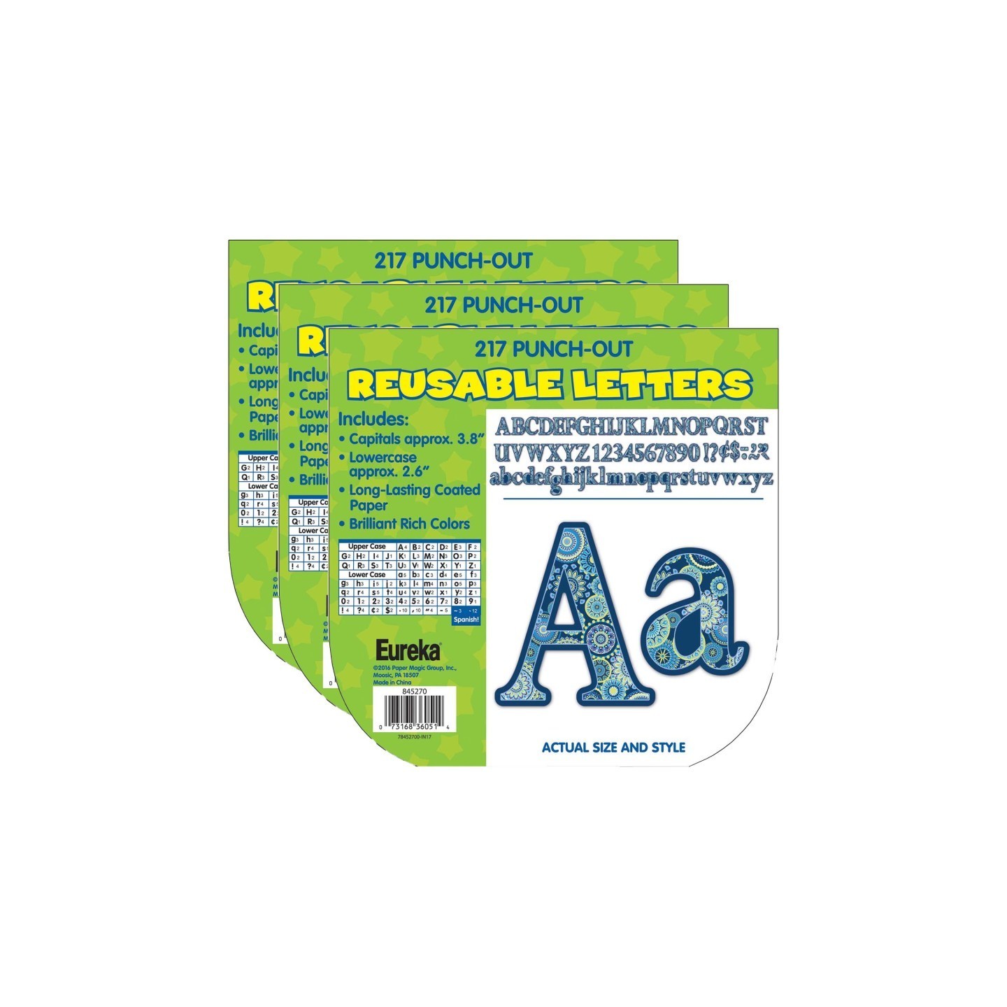 Eureka® Blue Harmony Circle Letters Deco Letters, 217 Per Pack, 3 Packs