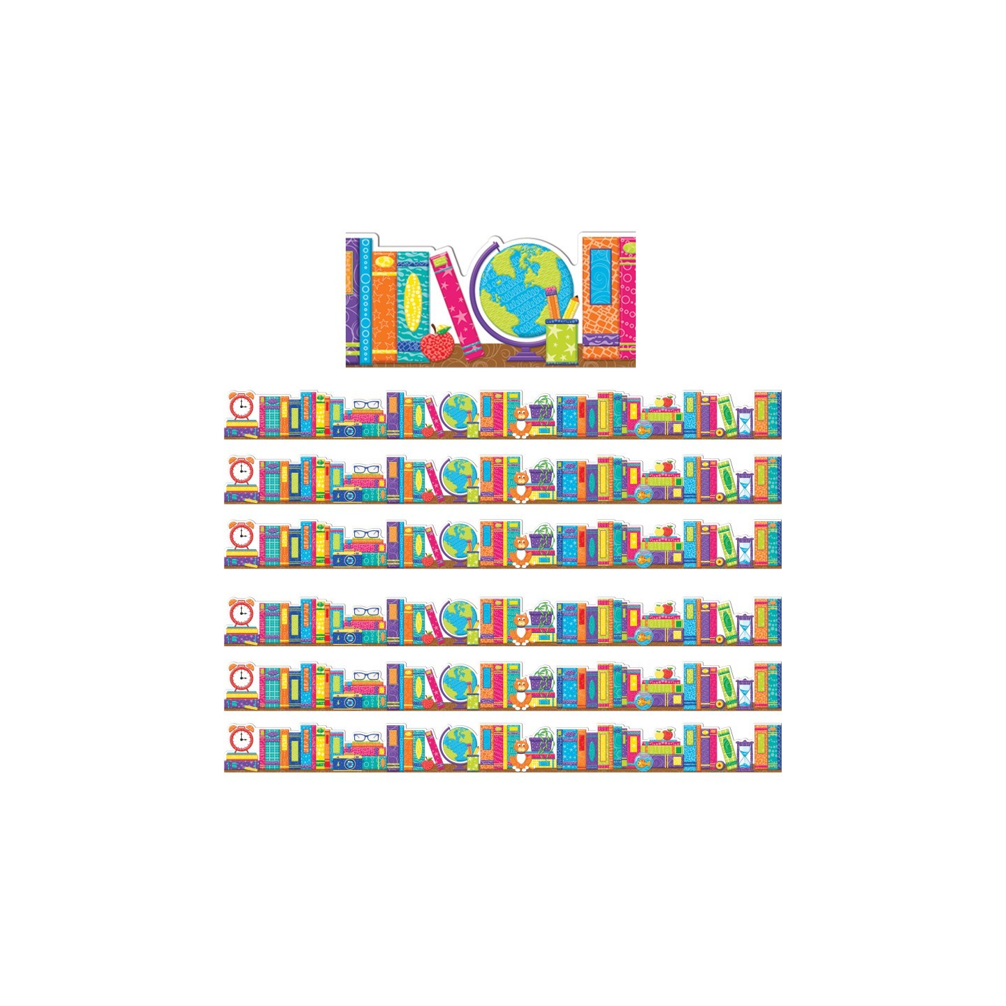 Eureka® Color My World Books Extra Wide Deco Trim®, 37 Feet Per Pack, 6 Packs