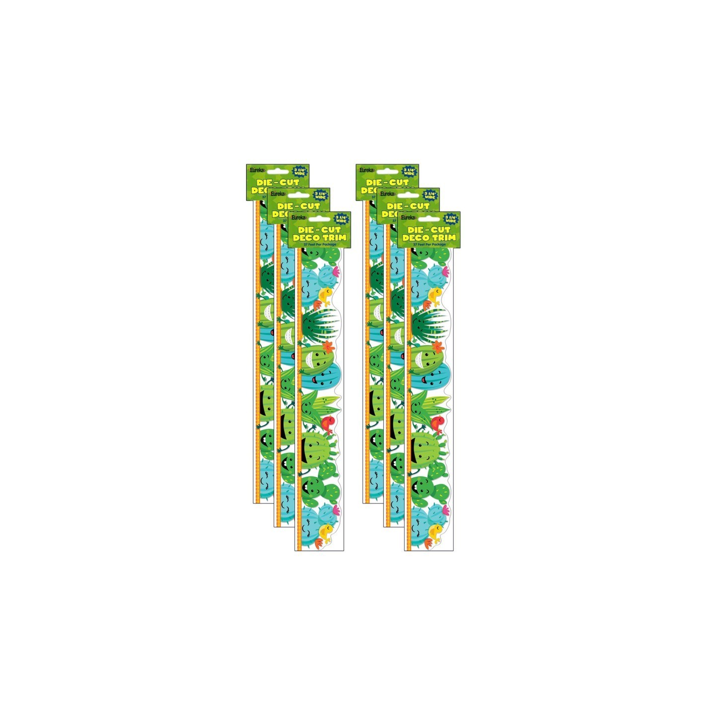 Eureka® A Sharp Bunch Line-Up Deco Trim® Extra Wide Die Cut, 37 Feet Per Pack, 6 Packs