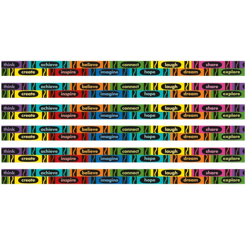 Eureka® Crayola® Inspirational Words Deco Trim®, 37 Feet Per Pack, 6 Packs