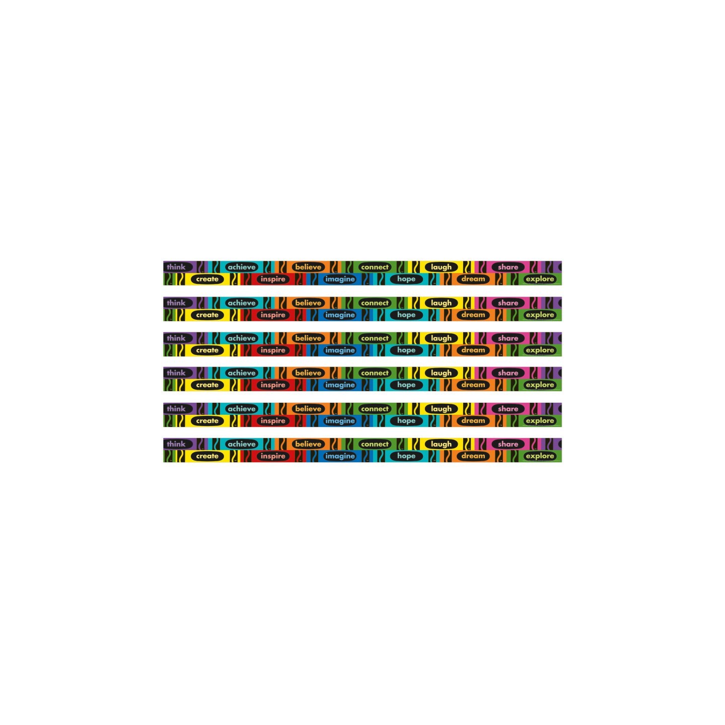 Eureka® Crayola® Inspirational Words Deco Trim®, 37 Feet Per Pack, 6 Packs