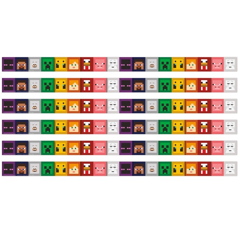 Eureka® Minecraft Character Lineup Deco Trim, 37 Feet Per Pack, 6 Packs