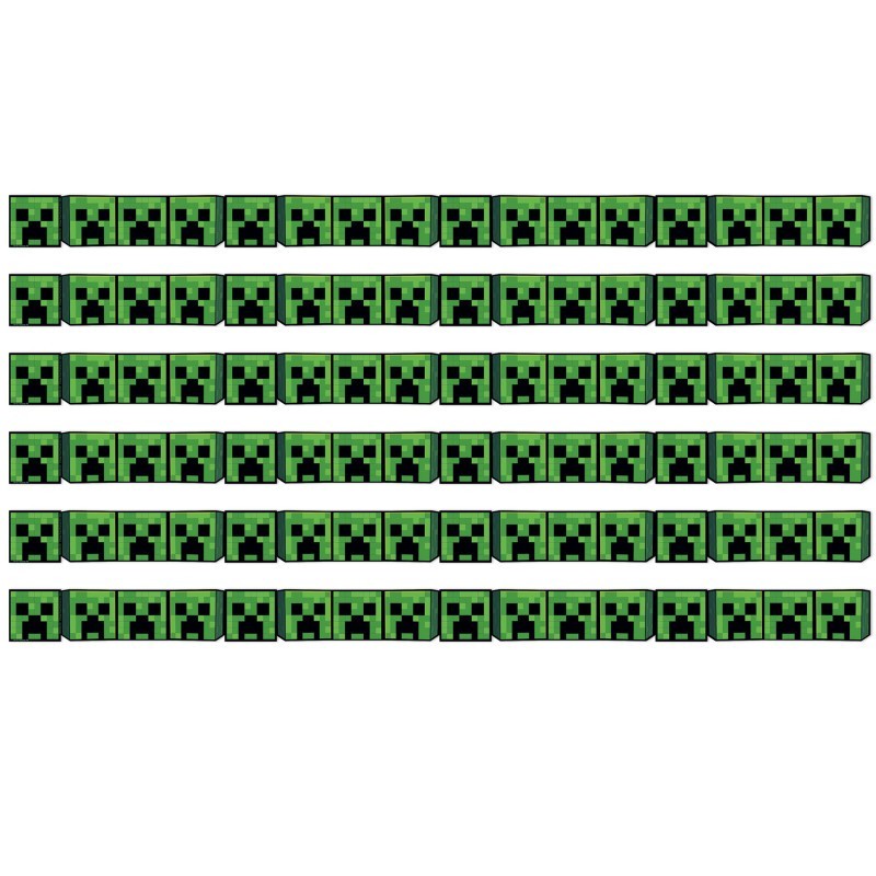 Eureka® Minecraft Creeper Lineup Wide Trim, 37 Feet Per Pack, 6 Packs