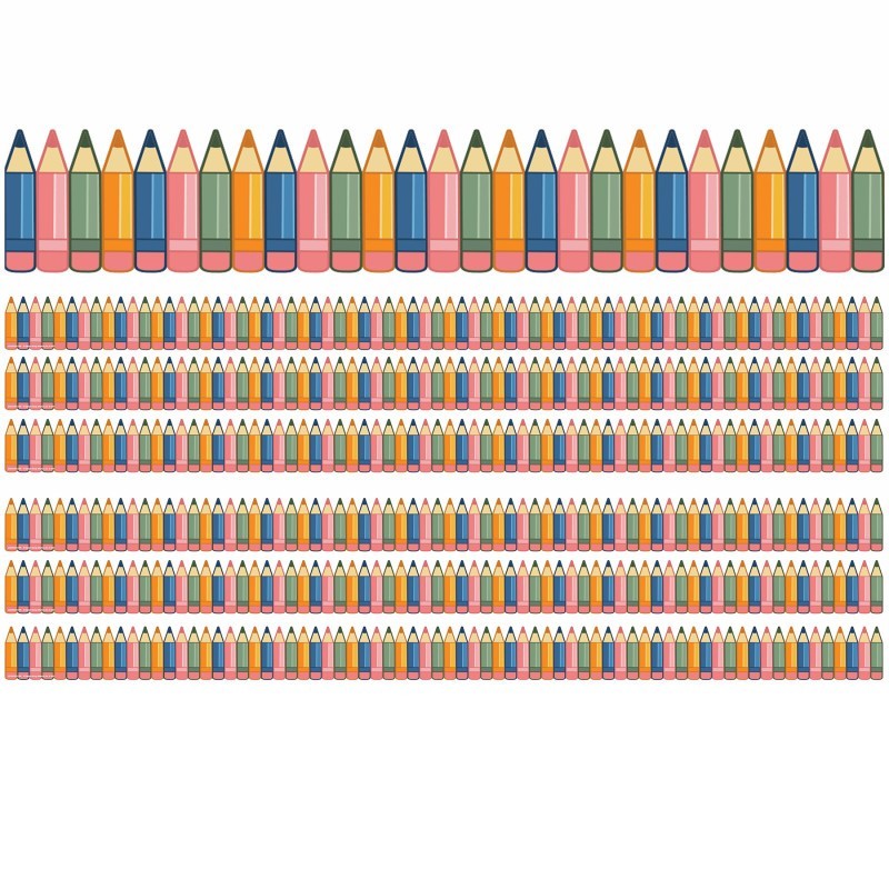 Eureka® Diecut Pencils Deco Trim, 37 Feet Per Pack, 6 Packs