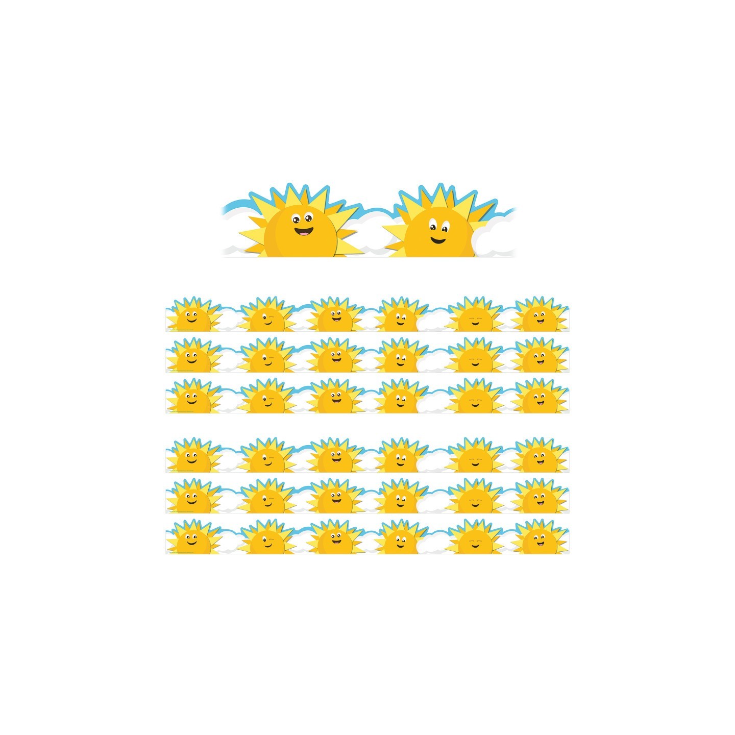 Eureka® Growth Mindset Sun & Clouds Deco Trim® Extra Wide Die-Cut, 37 Feet Per Pack, 6 Packs