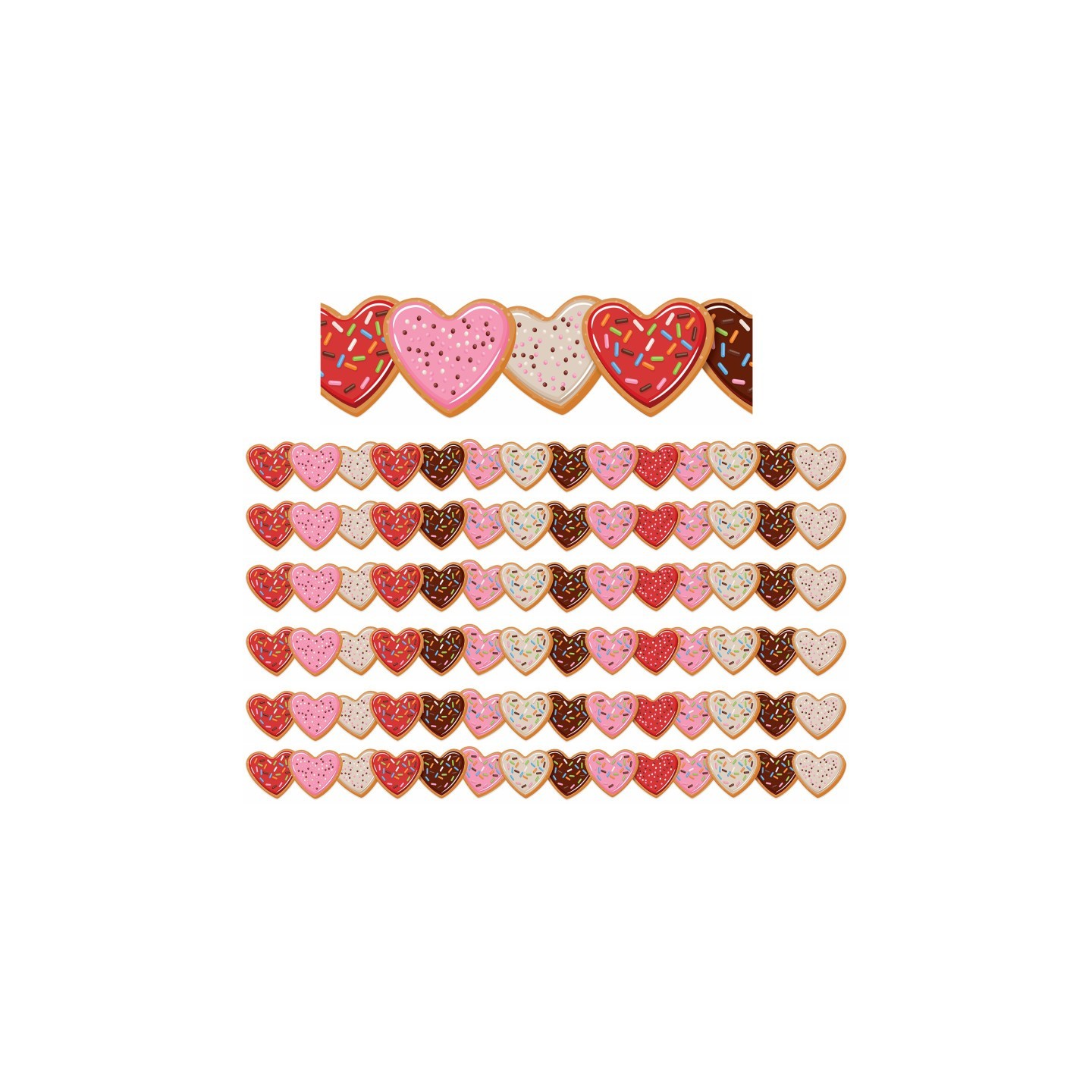 Eureka® Heart Cookies Extra Wide Deco Trim®, 37 Feet Per Pack, 6 Packs