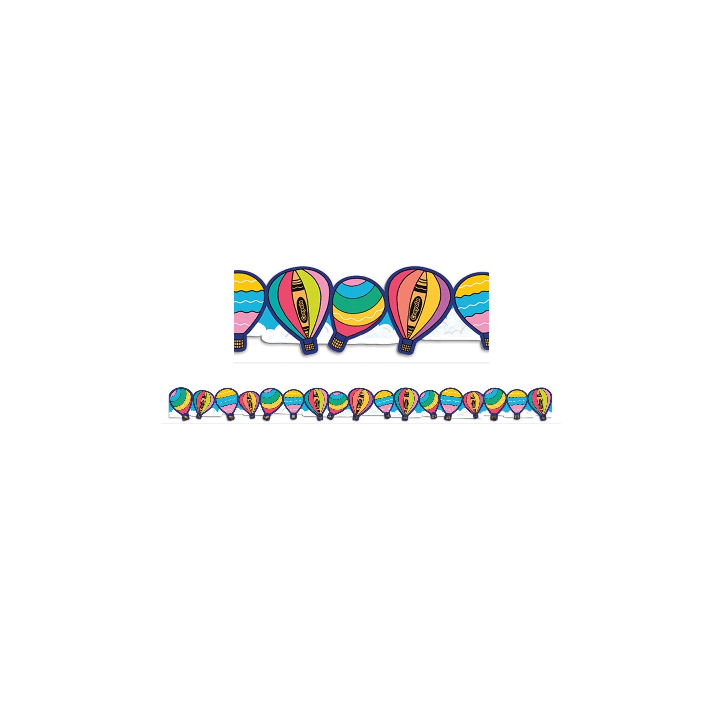 Eureka® Crayola® Colors of Kindness Hot Air Balloons Extra Wide Die-Cut Deco Trim®, 37 Feet
