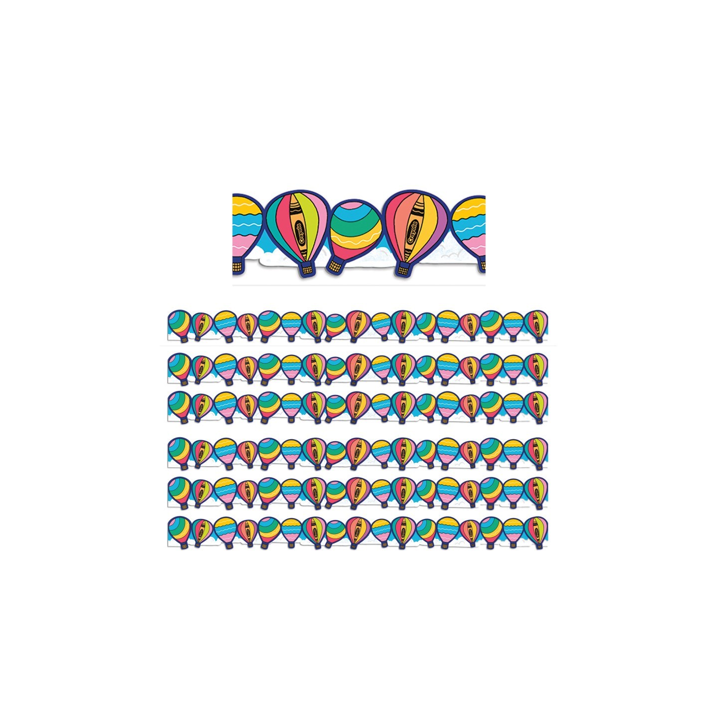 Eureka® Crayola® Colors of Kindness Hot Air Balloons Extra Wide Die-Cut Deco Trim®, 37 Feet Per Pack, 6 Packs