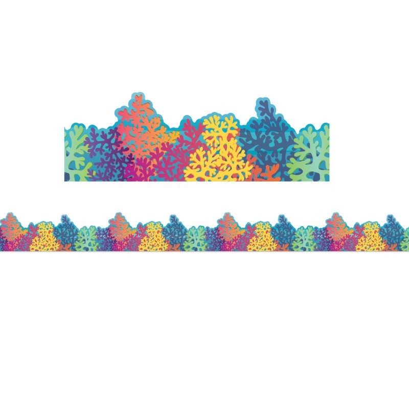 Eureka® Seas the Day Colorful Coral Reef Extra Wide Die-Cut Deco Trim®, 37 Feet