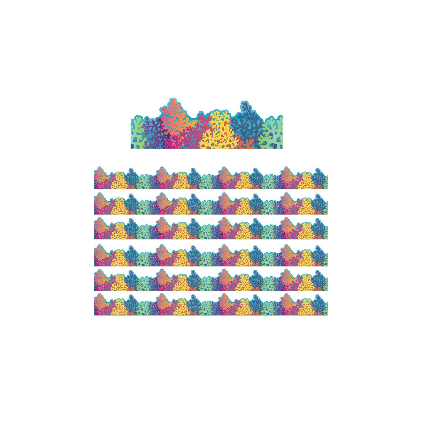 Eureka® Seas the Day Colorful Coral Reef Extra Wide Die-Cut Deco Trim®, 37 Feet Per Pack, 6 Packs