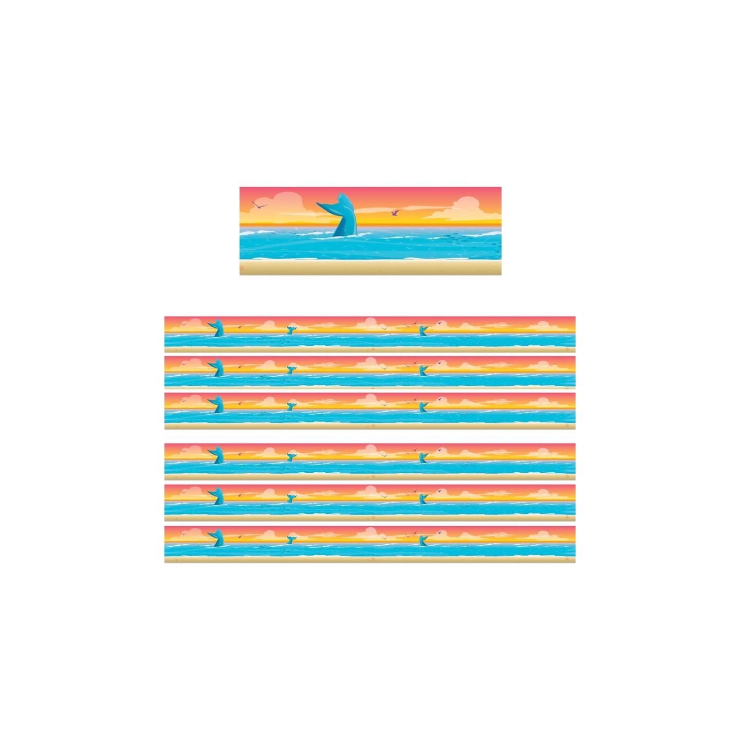 Eureka® Seas the Day Horizon Extra Wide Die-Cut Deco Trim®, 37 Feet Per Pack, 6 Packs