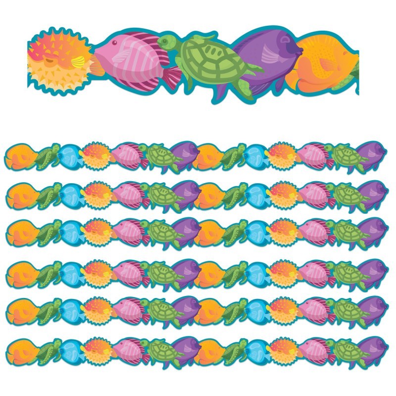 Eureka® Seas the Day Marine Life Extra Wide Die-Cut Deco Trim®, 37 Feet Per Pack, 6 Packs