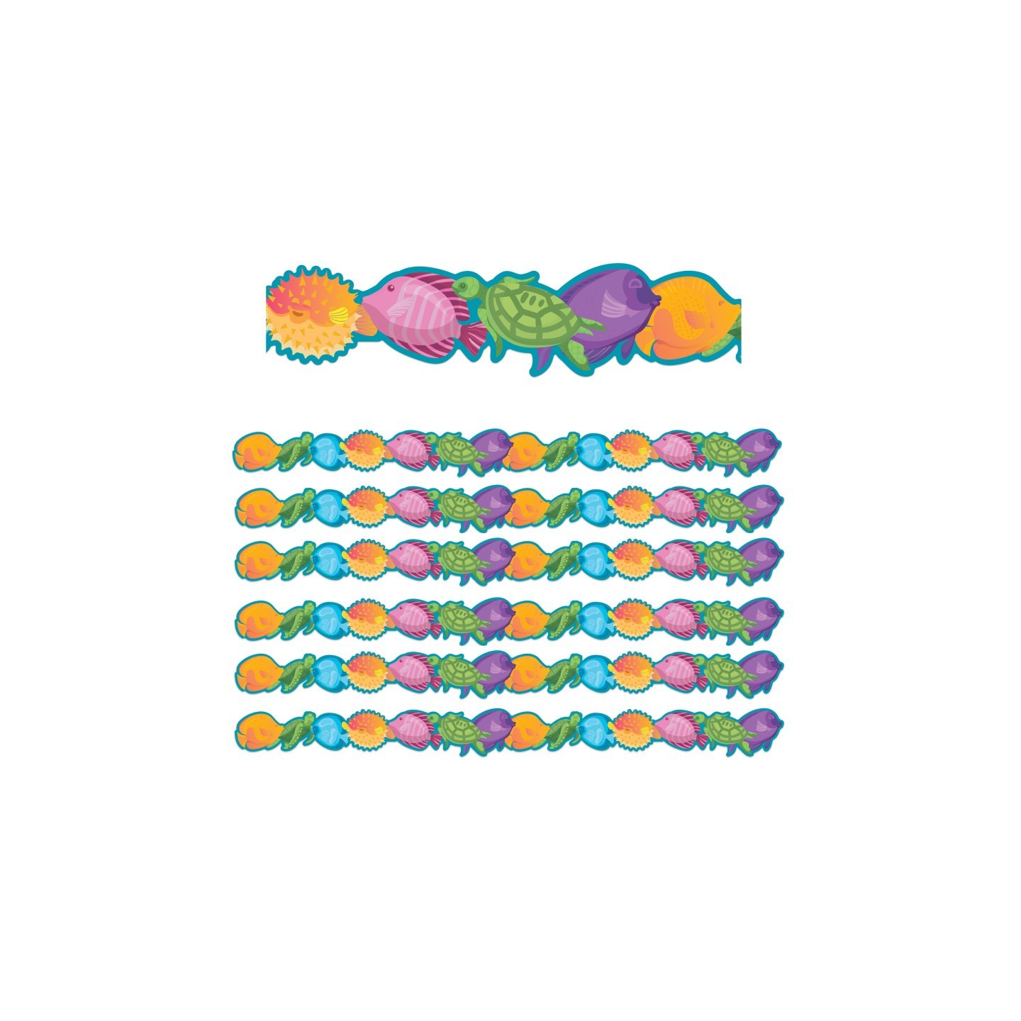 Eureka® Seas the Day Marine Life Extra Wide Die-Cut Deco Trim®, 37 Feet Per Pack, 6 Packs