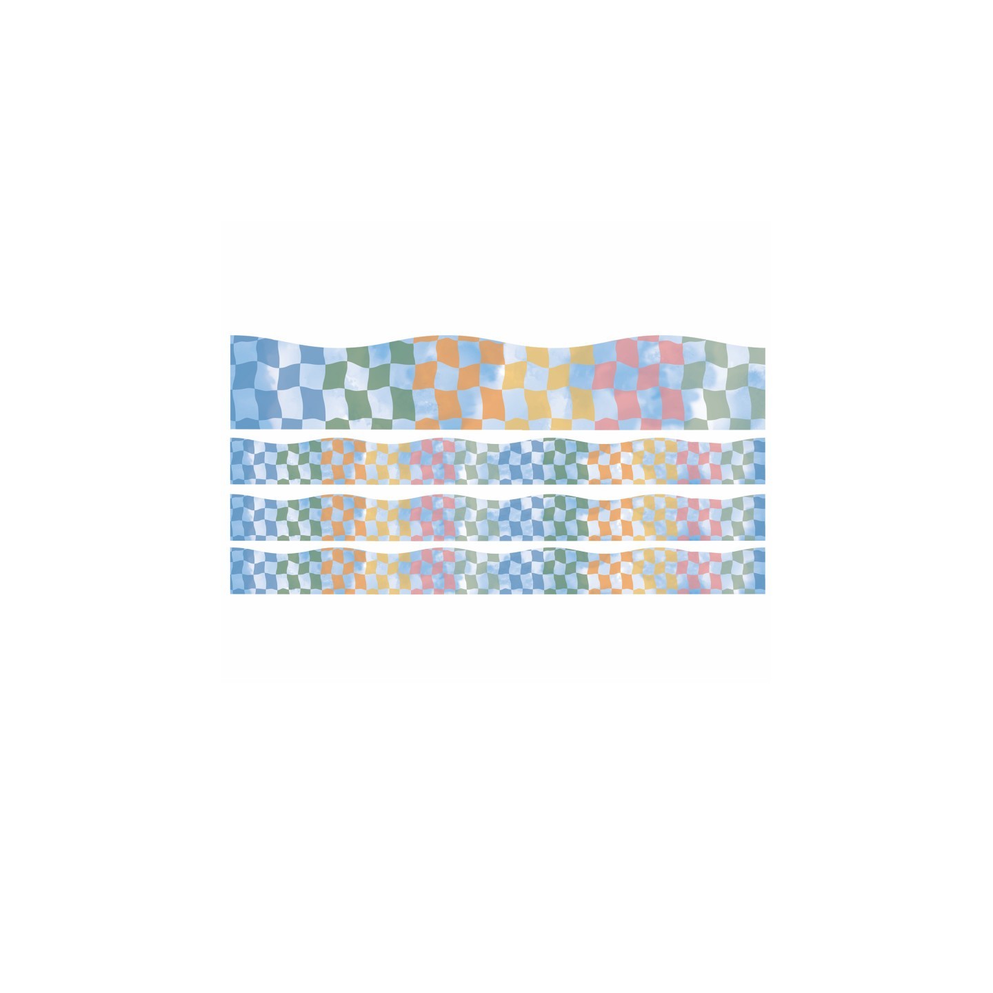 Eureka® Rainbow Checkered Sky Extra Wide Deco Trim, 37 Feet Per Pack, 3 Packs