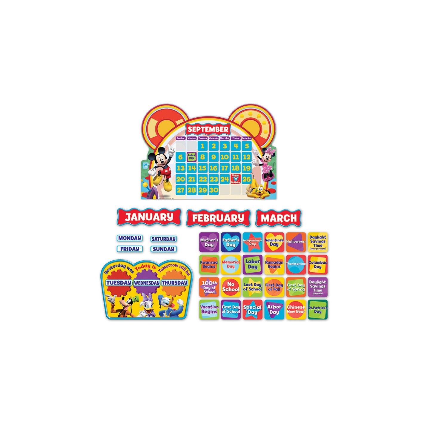 Eureka® Mickey Mouse Clubhouse® Calendar Bulletin Board Set