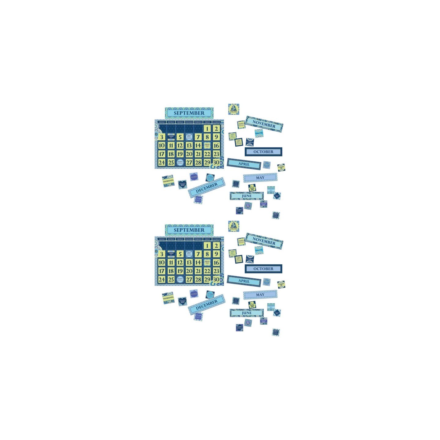 Eureka® Blue Harmony Calendar Bulletin Board Set, 2 Sets
