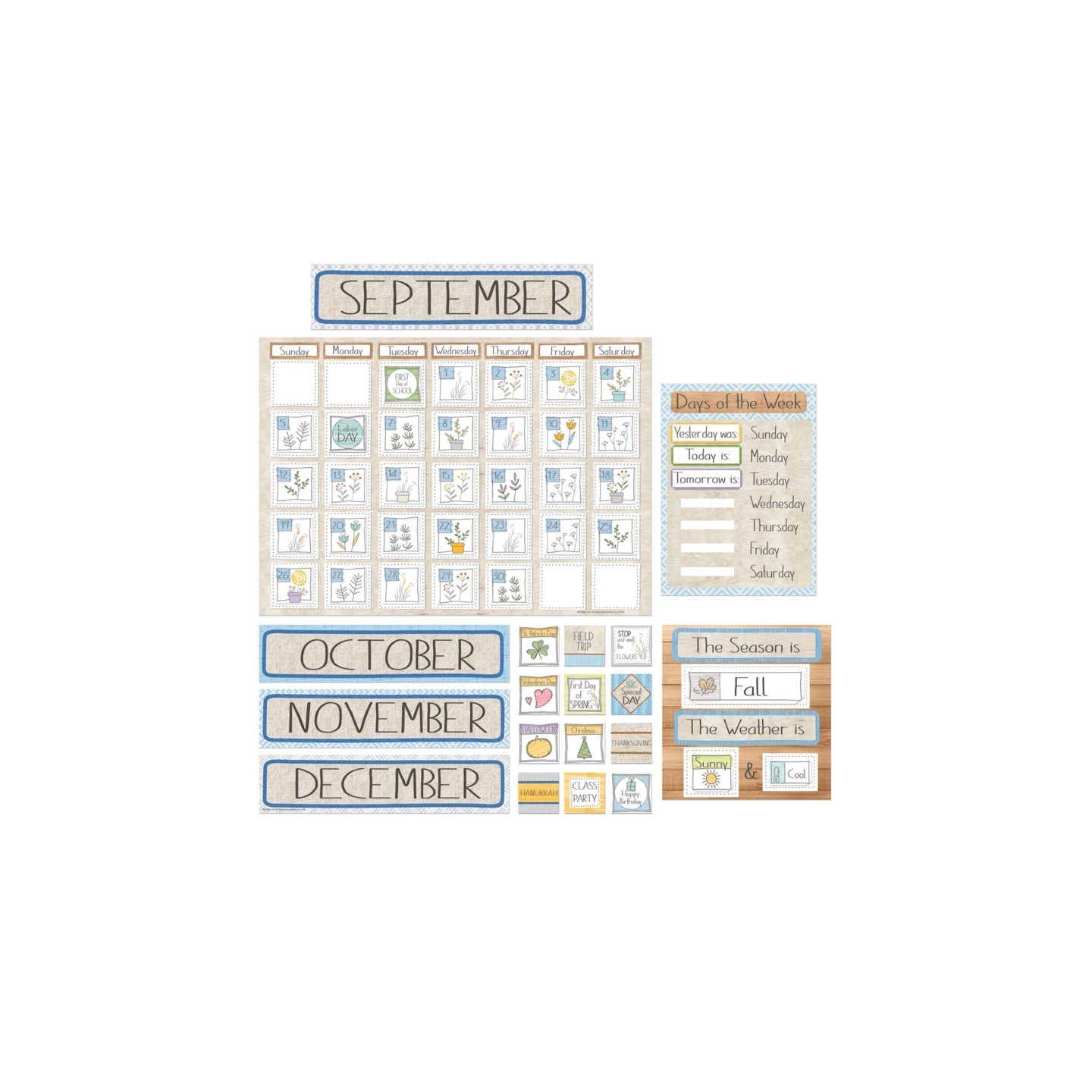 Eureka® A Close-Knit Class Calendar Set Bulletin Board Set