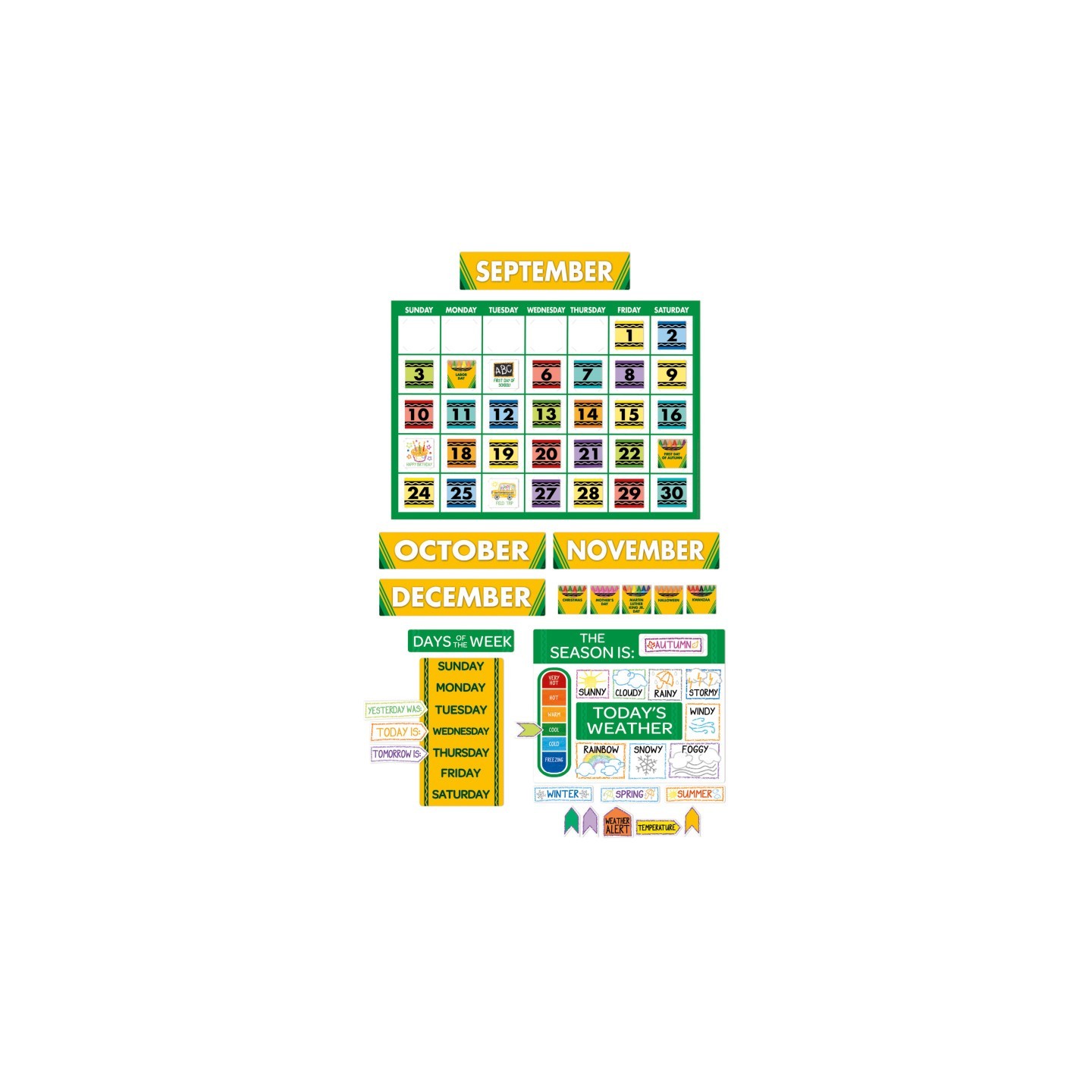 Eureka® Crayola® Calendar Bulletin Board Set