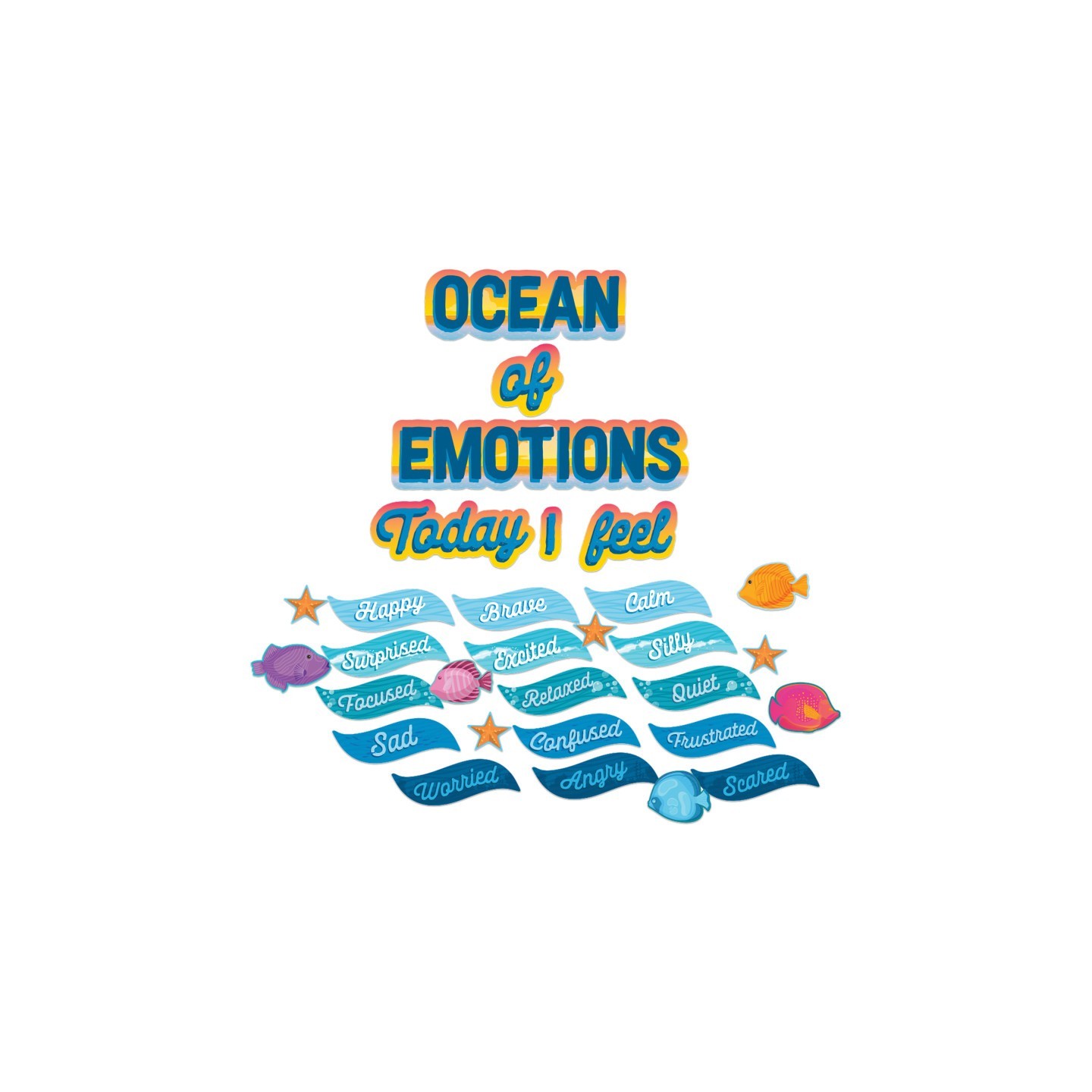 Eureka® Seas the Day Ocean of Emotions Mini Bulletin Board Set, 31 Pieces