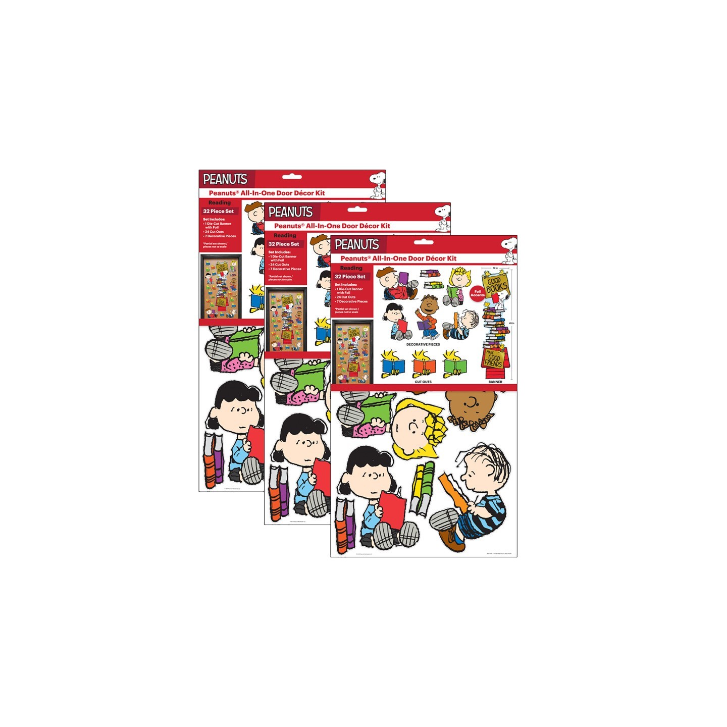 Eureka® Peanuts® Reading All-In-One Door Decor Kit, 32 Pieces Per Set, 3 Sets