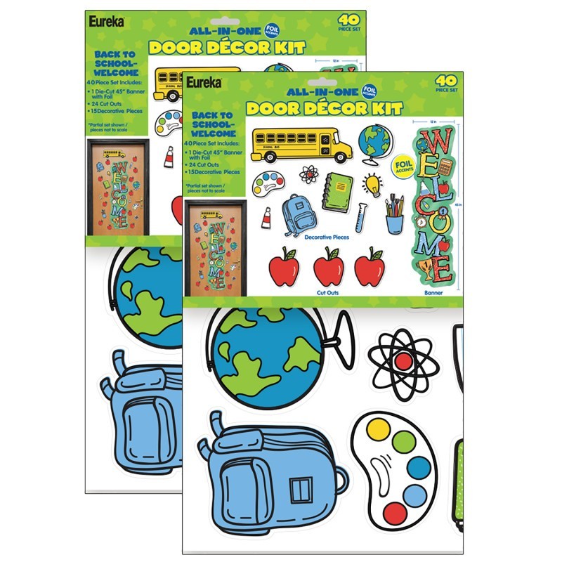Eureka® Back to School Welcome All-In-One Door Decor Kit, 40 Pieces Per Set, 2 Sets