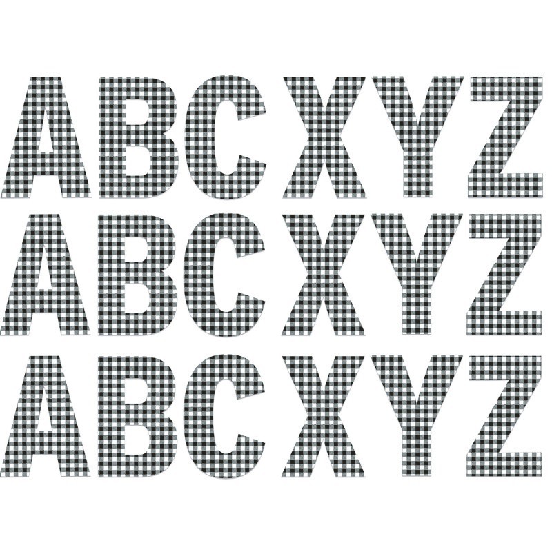 Eureka® Gingham Jumbo 7" Deco Letters, 129 Per Pack, 3 Packs