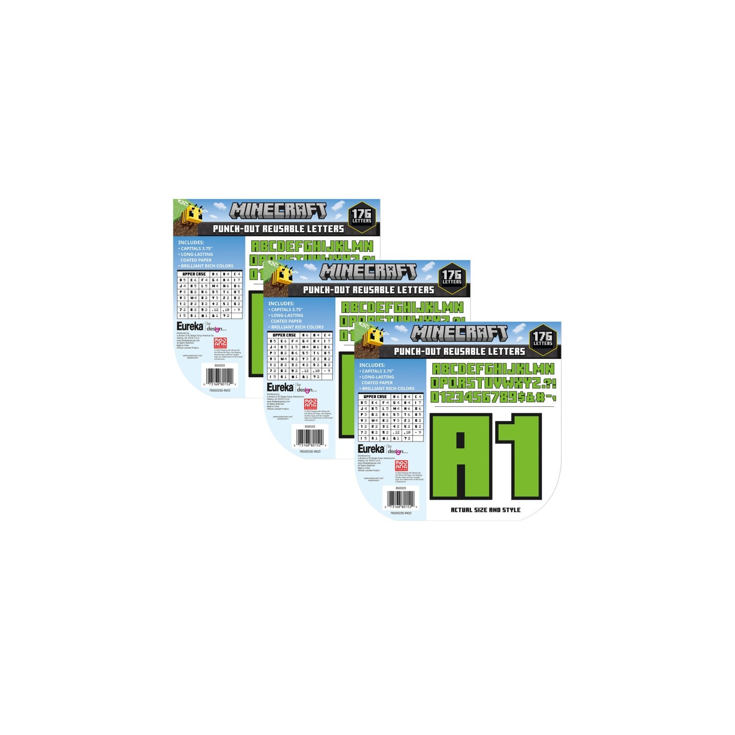 Eureka® Minecraft Deco Letters, 176 Pieces Per Pack, 3 Packs