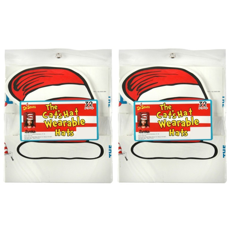 Eureka® Dr. Seuss™ Cat's Hat Wearable Cut Out Hats, 32 Per Pack, 2 Packs