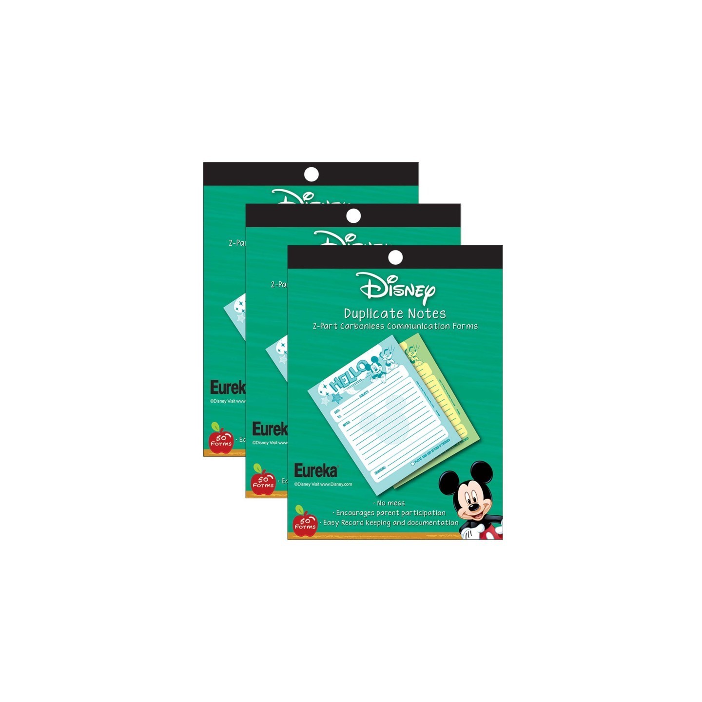Eureka® Mickey® Hello Duplicate Notes, 50 Forms Per Pack, 3 Packs