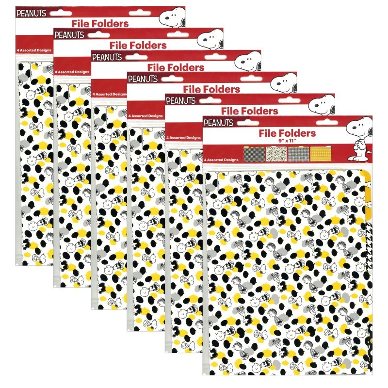 Eureka® Peanuts® Touch of Class File Folders, 4 Per Pack, 6 Packs