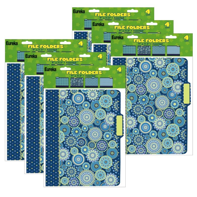Eureka® Blue Harmony File Folders, 4 Per Pack, 6 Packs