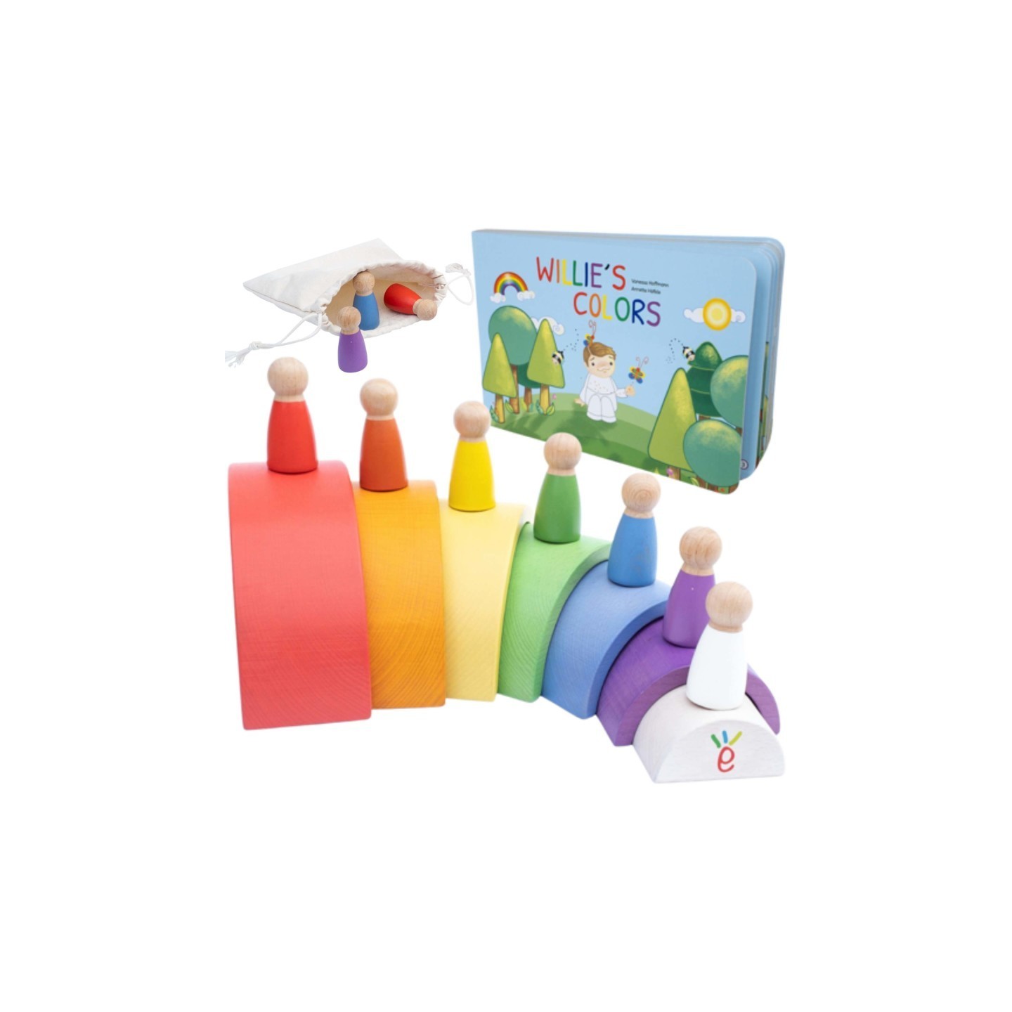 Extasticks Willie's Rainbow World Wooden Arches And Peg Dolls Set With Book