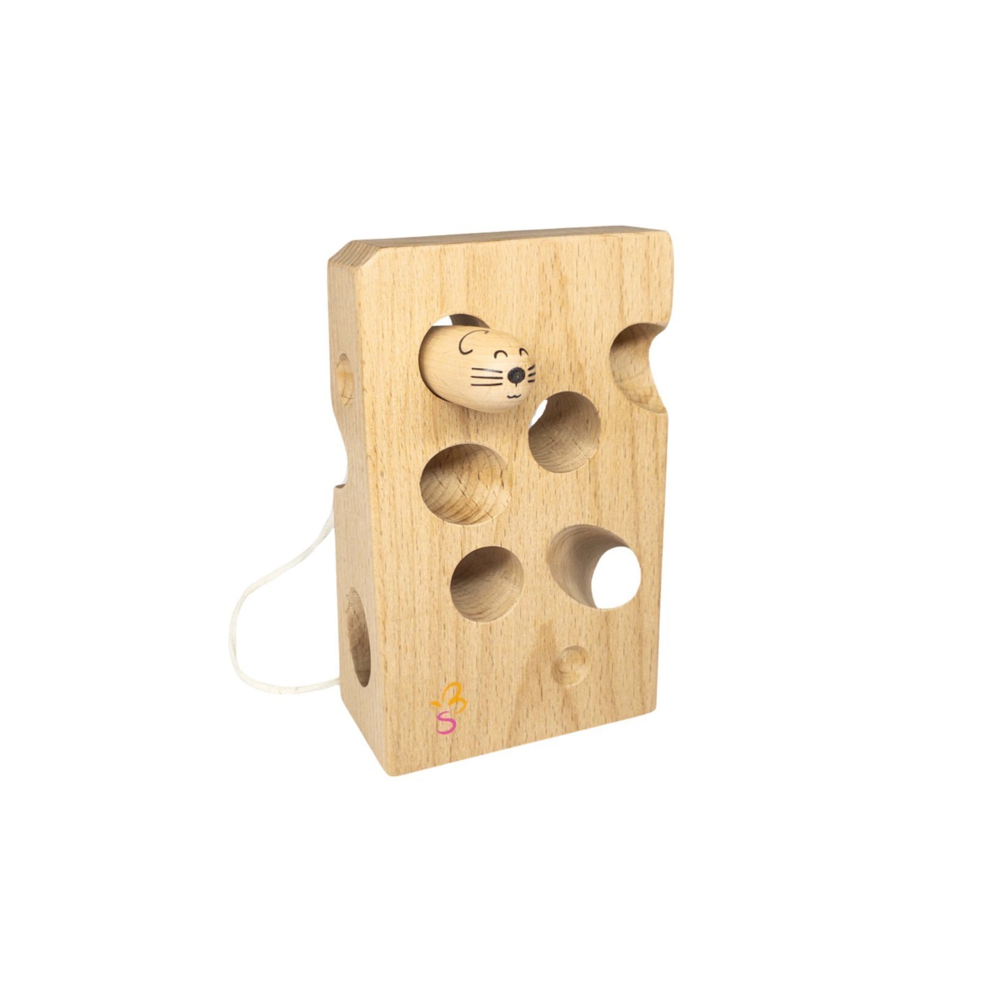 Extasticks Cheesalino Wooden Lacing Toy (Cheese And Mouse)