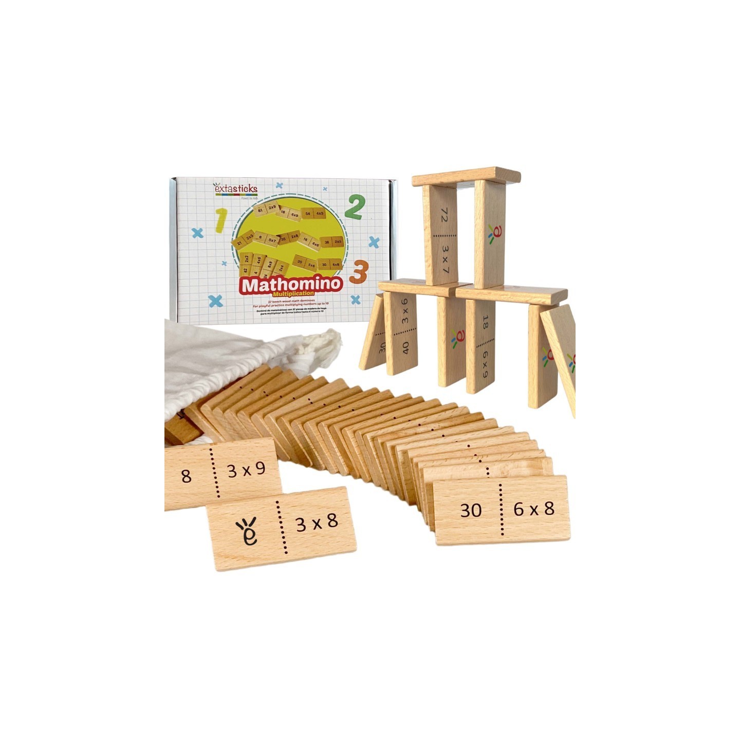 Extasticks Mathomino Times Tables Multiplication Domino Math Game