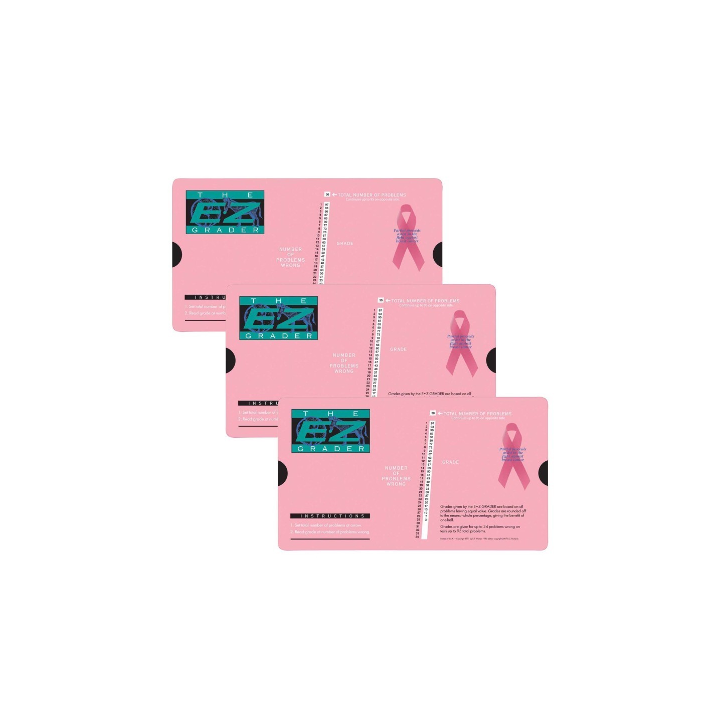 Original E-Z Grader Breast Cancer Pink E-Z Grader, Pack of 3