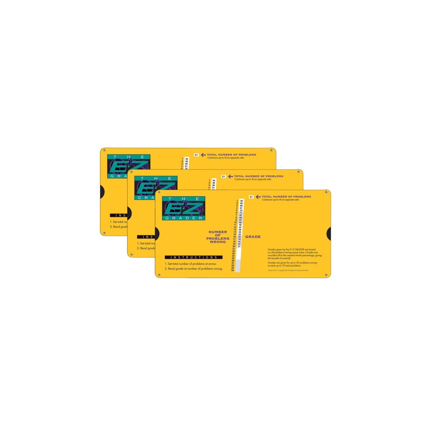 Original E-Z Grader E-Z Grader, Large Print, Yellow, Pack of 3