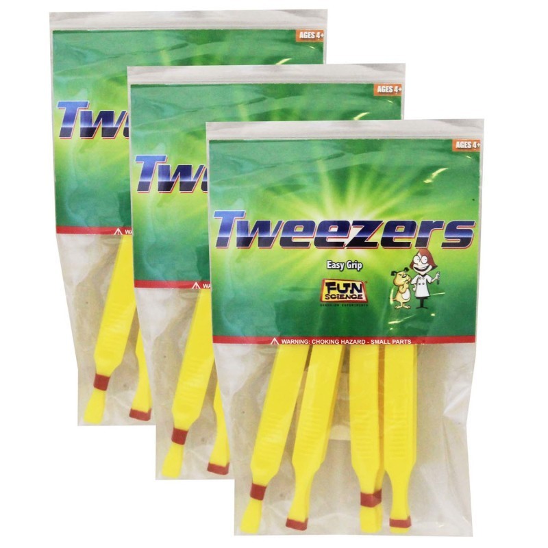 Fun Science® Plastic Tweezers, 4 Per Pack, 3 Packs