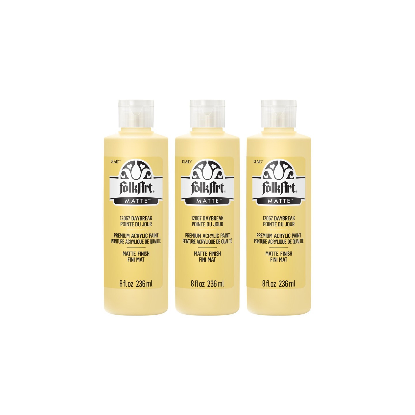 FolkArt Acrylic Paint Matte, 8oz., Daybreak, Pack of 3