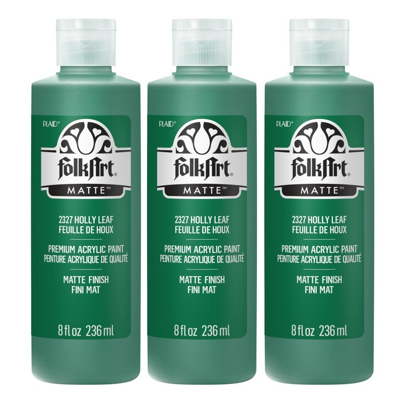FolkArt Acrylic Paint Matte, 8oz., Holly Leaf, Pack of 3