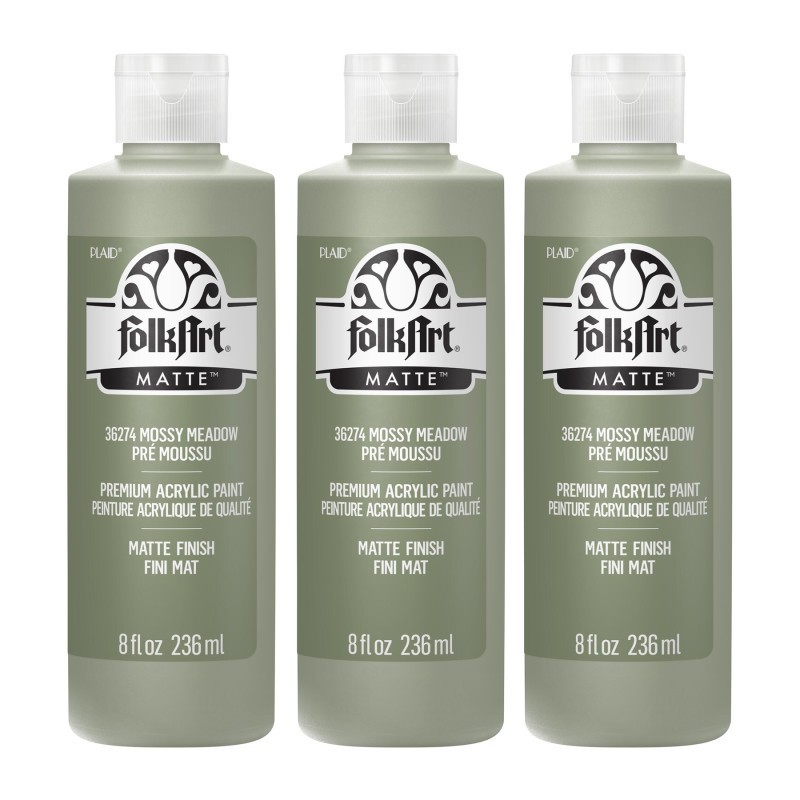 FolkArt Acrylic Paint Matte, 8oz., Mossy Meadow, Pack of 3