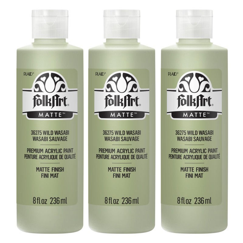 FolkArt Acrylic Paint Matte, 8oz., Wild Wasabi, Pack of 3