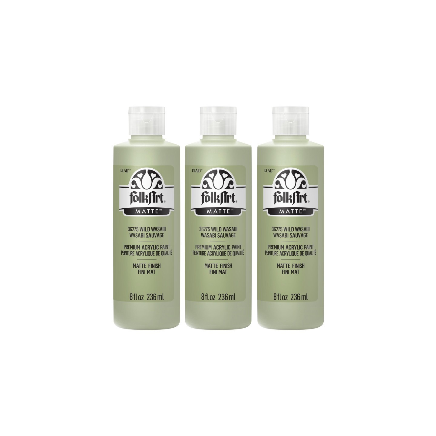FolkArt Acrylic Paint Matte, 8oz., Wild Wasabi, Pack of 3