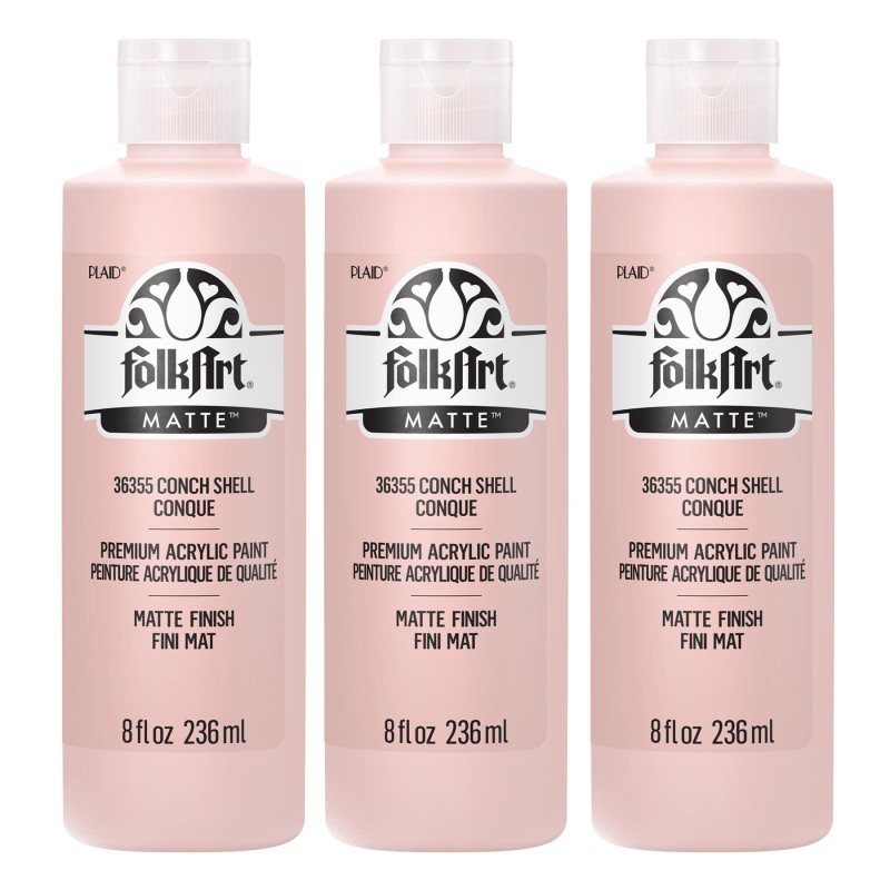 FolkArt Acrylic Paint Matte, 8oz., Conch Shell, Pack of 3
