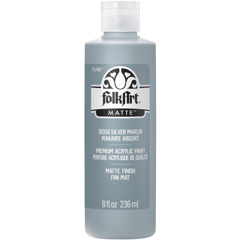 FolkArt Acrylic Paint Matte, 8oz., Silver Marlin