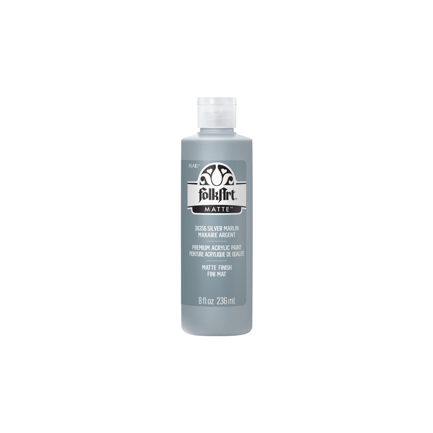 FolkArt Acrylic Paint Matte, 8oz., Silver Marlin