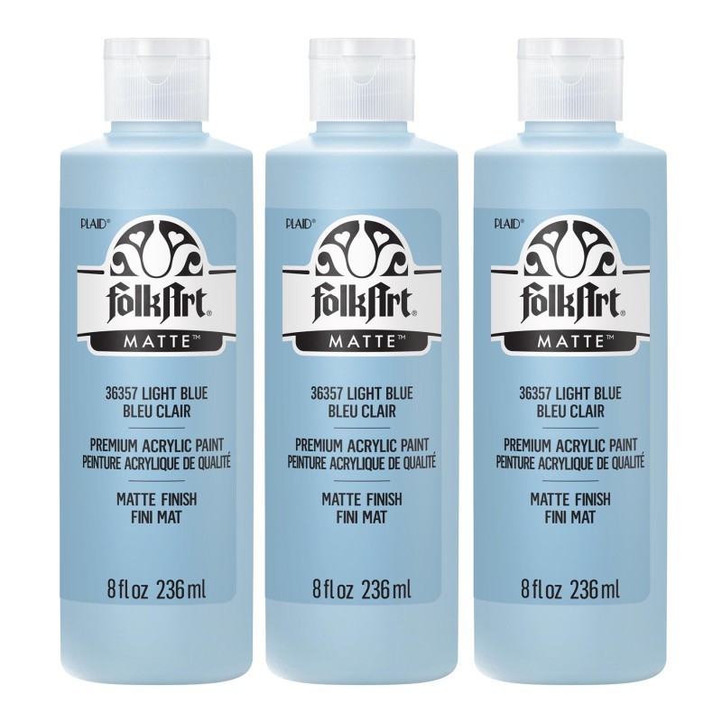 FolkArt Acrylic Paint Matte, 8oz., Light Blue, Pack of 3