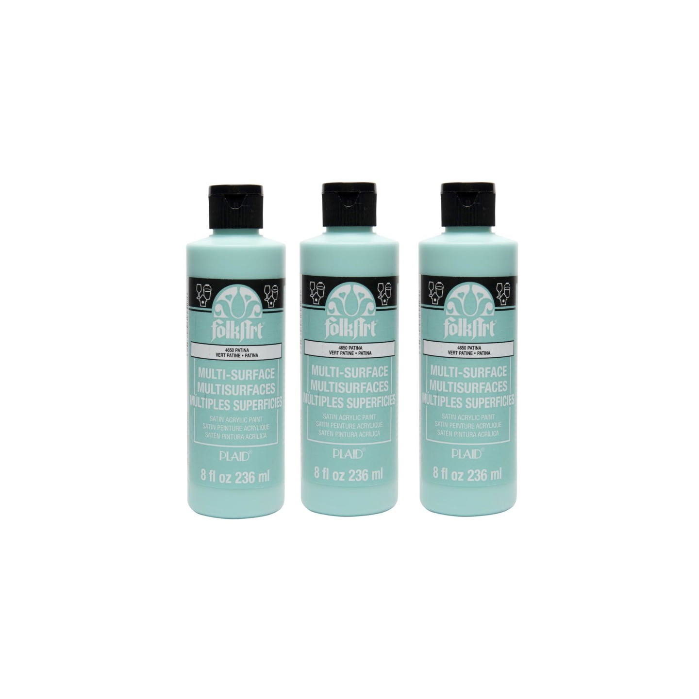 FolkArt Acrylic Paint Multi-Surface Satin, 8oz., Patina, Pack of 3
