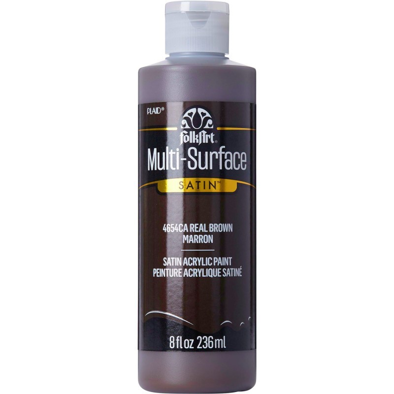 FolkArt Acrylic Paint Multi-Surface Satin, 8oz., Real Brown