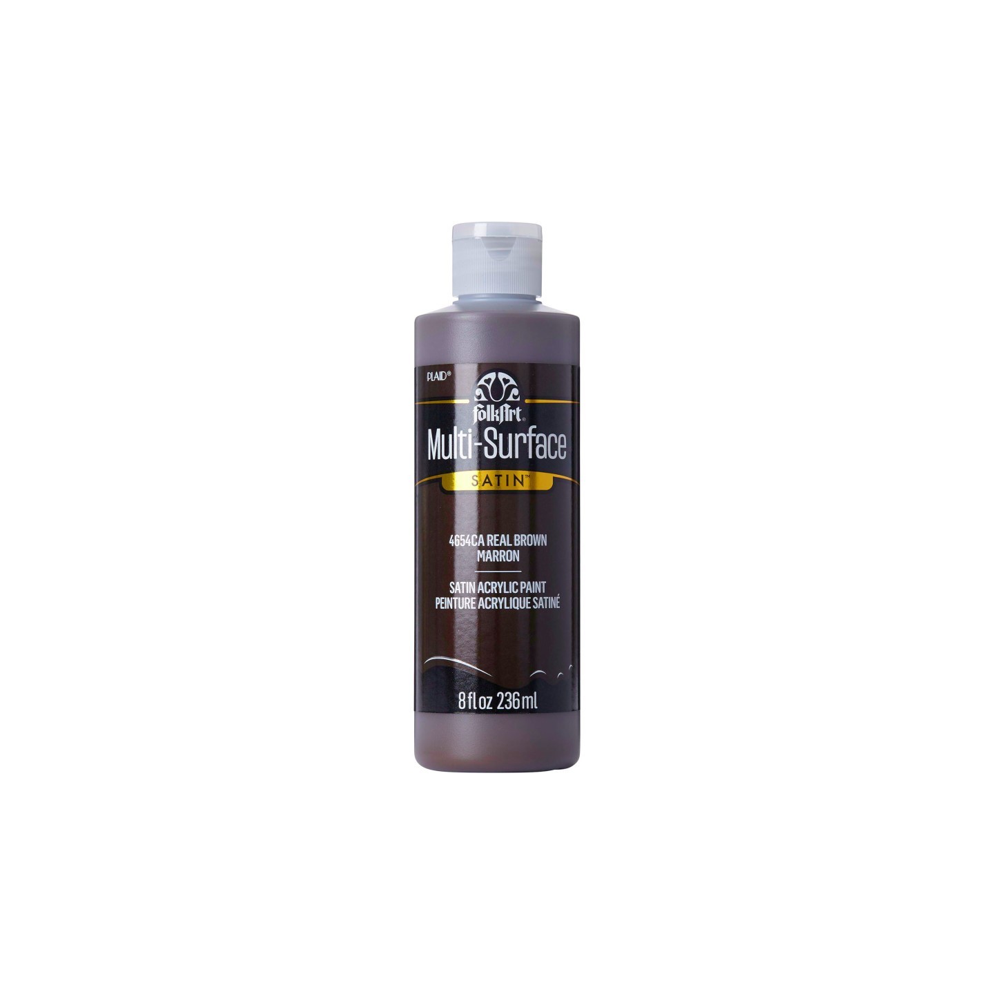 FolkArt Acrylic Paint Multi-Surface Satin, 8oz., Real Brown