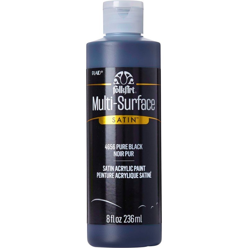 FolkArt Acrylic Paint Multi-Surface Satin, 8oz., Pure Black